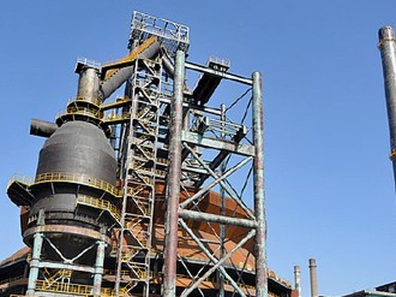 Blast furnace and steelmaking plant at dusk
