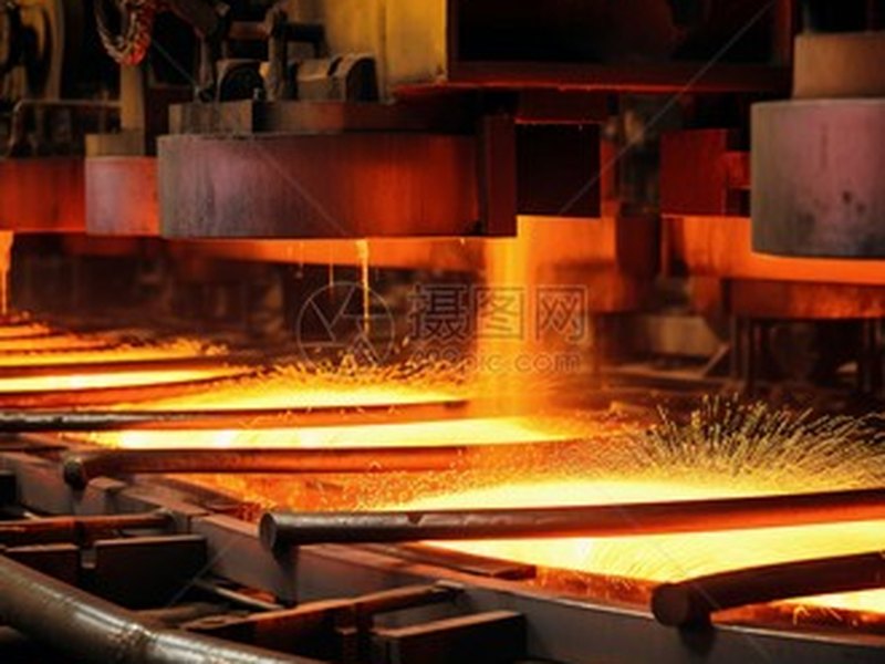 Steel slab on the roller table of an electric arc furnace shop